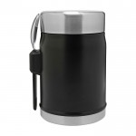 Tarro de comida con cubiertos y tapa aislante con válvula 400ml color negro mate segunda vista trasera