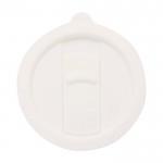 Taza de cerámica con tapa de plástico y asa grande 450ml color blanco tercera vista