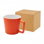 Taza de cerámica con acabado mate y asa en forma cuadrada 370ml color naranja