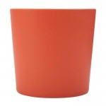 Taza de cerámica con acabado mate y asa en forma cuadrada 370ml color naranja segunda vista frontal