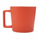 Taza de cerámica con acabado mate y asa en forma cuadrada 370ml color naranja segunda vista lateral