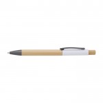 Bolígrafo de bambú con detalles de color en aluminio tinta azul color blanco primera vista