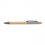 Bolígrafo de bambú con detalles de color en aluminio tinta azul color gris primera vista