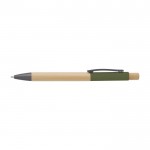 Bolígrafo de bambú con detalles de color en aluminio tinta azul color verde primera vista