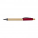 Bolígrafo de bambú con detalles de color en aluminio tinta azul color rojo primera vista