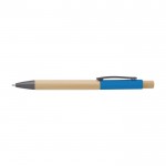 Bolígrafo de bambú con detalles de color en aluminio tinta azul color azul claro primera vista