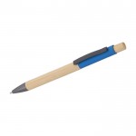 Bolígrafo de bambú con detalles de color en aluminio tinta azul color azul claro segunda vista