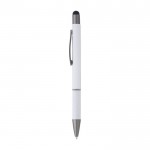 Bolígrafo de aluminio con mango de papel enrollado tinta azul color blanco primera vista