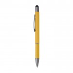 Bolígrafo de aluminio con mango de papel enrollado tinta azul color amarillo primera vista