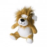 León de peluche con etiqueta personalizable y ojos bordados color beige primera vista