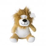 León de peluche con etiqueta personalizable y ojos bordados color beige tercera vista