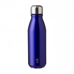 Botella de aluminio reciclado con tapón de rosca de acero 550ml color azul cuarta vista
