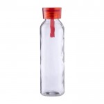 Botella de cristal con tapón y correa de silicona a juego 500ml color rojo primera vista