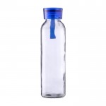 Botella de cristal con tapón y correa de silicona a juego 500ml color azul claro primera vista