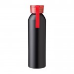 Botella de aluminio reciclado con acabado mate y tapón de color 650ml color rojo primera vista