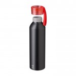 Botella de aluminio reciclado con acabado mate y tapón de color 650ml color rojo segunda vista