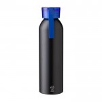 Botella de aluminio reciclado con acabado mate y tapón de color 650ml color azul claro primera vista