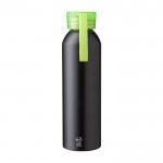 Botella de aluminio reciclado con acabado mate y tapón de color 650ml color verde claro primera vista