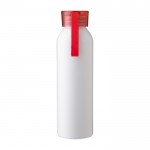 Botella de aluminio reciclado mate con tapón y correa a juego 650ml color rojo primera vista