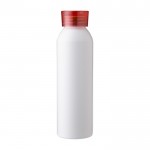 Botella de aluminio reciclado mate con tapón y correa a juego 650ml color rojo tercera vista