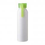 Botella de aluminio reciclado mate con tapón y correa a juego 650ml color verde claro primera vista