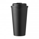 Vaso de plástico con apertura para bebida con tapa de rosca 475ml color negro primera vista