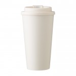 Vaso de plástico con apertura para bebida con tapa de rosca 475ml color beige primera vista