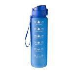 Botella de RPET con la capacidad y las horas para beber impresos 1L color azul ultramarino primera vista