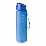 Botella de RPET con la capacidad y las horas para beber impresos 1L color azul ultramarino quinta vista