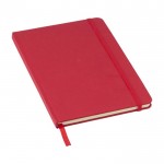 Libreta de cartón reciclado con elástico y cinta A5 hojas a rayas color rojo segunda vista