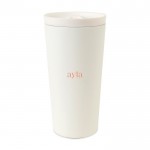 Vaso térmico de acero reciclado con aislamiento al vacío 500ml color blanco vista con logo