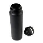 Botella de agua en acero inoxidable reciclado con tapa dual 470ml color negro segunda vista