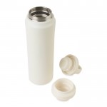 Botella de agua en acero inoxidable reciclado con tapa dual 470ml color blanco tercera vista