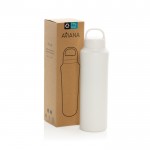 Botella térmica acero inoxidable reciclado resistente al sudor 740ml color blanco vista con caja