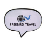 Globo de conversación impreso con logo color blanco con logo