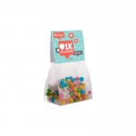 Bolsa de caramelos sabor fruta con cabecera personalizable 50g color transparente