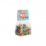 Bolsa de caramelos sabor fruta con cabecera personalizable 100g color transparente