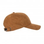 Gorra de 6 paneles poliéster con cierre de hebilla metálica 110 g/m2 color marrón cuarta vista