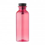 Botella de RPET con asa de goma y detalle de bambú 500ml color rojo primera vista