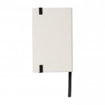 Libreta reciclada de tapa dura con elástico negro hojas a rayas A6 color blanco/negro segunda vista