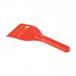 Raspador de hielo grande de plástico reciclado con mango color rojo vista impresión tampografía