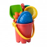 Cubo de playa para niños con palas, rastrillo, colador y moldes color multicolor séptima vista
