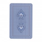 Baraja de cartas clásica con 54 naipes y 2 comodines en caja papel color blanco segunda vista trasera