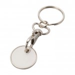 Llavero metálico con moneda para carro en distintos colores color blanco