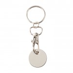 Llavero metálico con moneda para carro en distintos colores color blanco segunda vista trasera