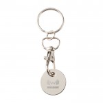 Llavero metálico con moneda para carro en distintos colores color blanco vista impresa logo 2