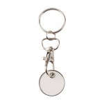 Llavero metálico con moneda para carro en distintos colores color blanco segunda vista frontal