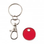 Llavero metálico con moneda para carro en distintos colores color rojo tercera vista