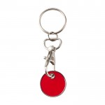 Llavero metálico con moneda para carro en distintos colores color rojo segunda vista frontal