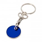 Llavero metálico con moneda para carro en distintos colores color azul